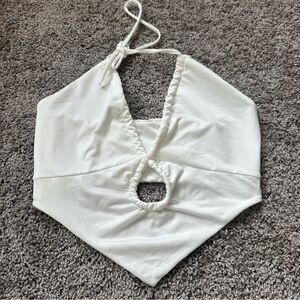 White Halter Crop Top